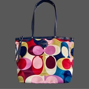 COACH Signature Scarf Print Satin
Shoulder Bag - Retro-Pop Style!